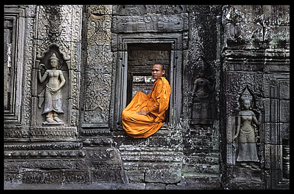 A monk at Ta Phrom.